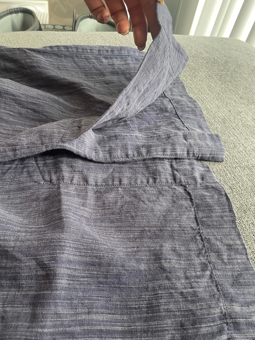 Athleta Cabo Linen Wide Leg Pull On Heathered Blue Pants small - Picture 4 of 5